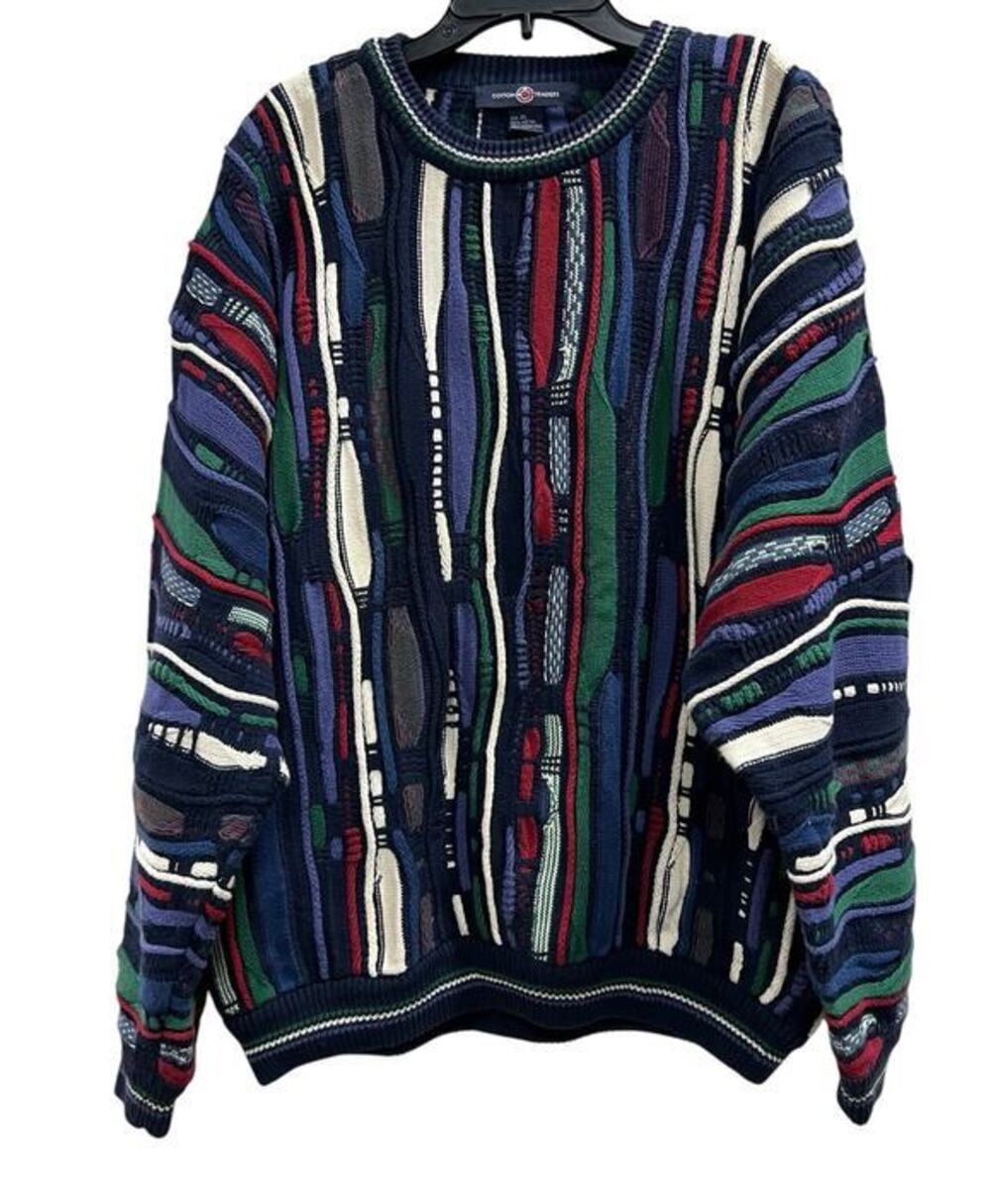 Vintage Cotton Traders cable knit  Coogi-style 3D knit chunky sweater sz XL